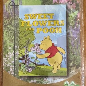 🛑 2/$6 NIP Disney Winnie the Pooh Sweet Flowers Flag Decoration Heavy Duty